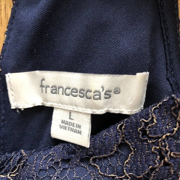 Francesca’s Navy and Gold Lace Cold Shoulder Midi Dress Large - Picture 9 of 12